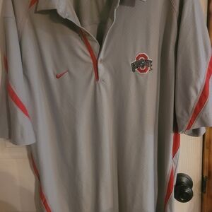 Nike Men's Polo Shirt in Gray with Red Accents